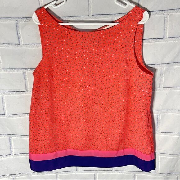 LOFT Coral Purple Print Sleeveless Blouse Size L - Picture 6 of 7